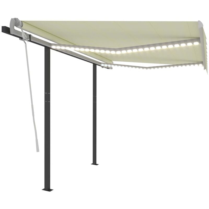 

Toldo automático con LED sensor de viento color crema 3,5x2,5 m