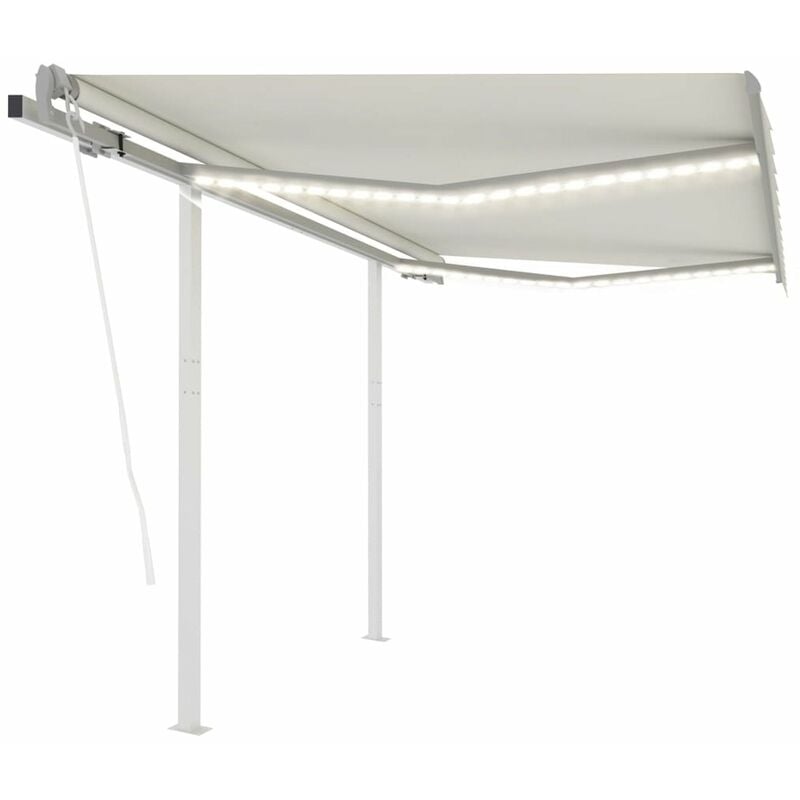 

Toldo automatico con LED sensor de viento crema 3x2,5 m