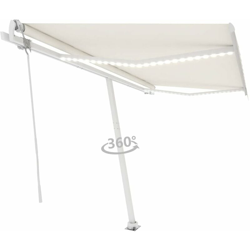 

Toldo automatico con LED sensor de viento crema 450x300 cm