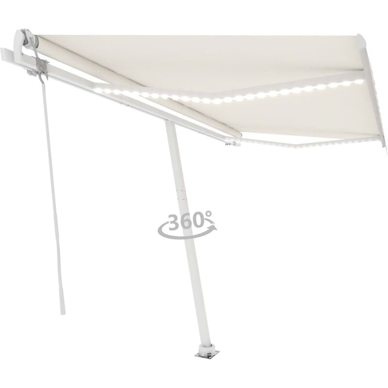 

Toldo automático con LED sensor de viento crema 450x350 cm
