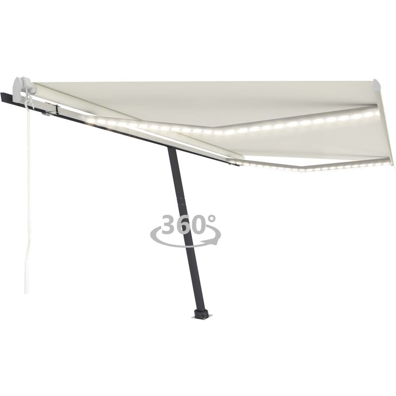 

Toldo automático con LED sensor de viento crema 450x350 cm