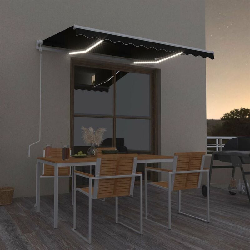 

Toldo automatico con LED y sensor de viento antracita 350x250cm