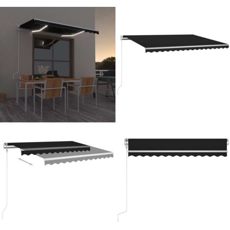 Toldo automático con LED y sensor de viento antracita 350x250cm - Toldo retráctil - Toldo con sensor de viento