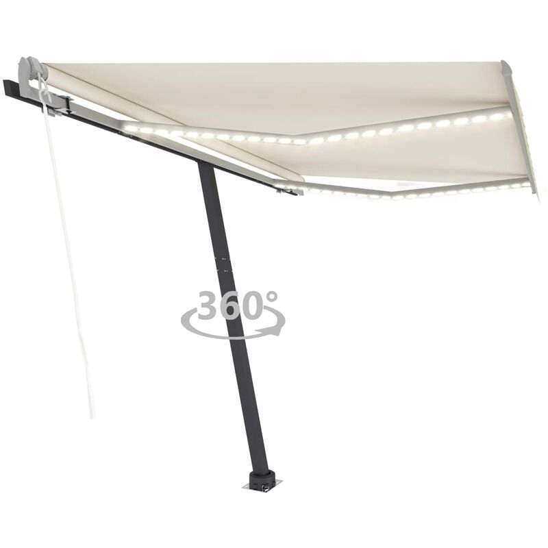 

Toldo automático con LED y sensor de viento crema 350x250 cm