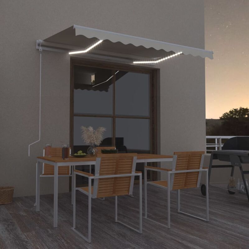 

Toldo automático con LED y sensor de viento crema 350x250 cm
