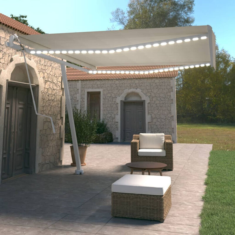 

Toldo automatico con LED y sensor de viento crema 400x350 cm