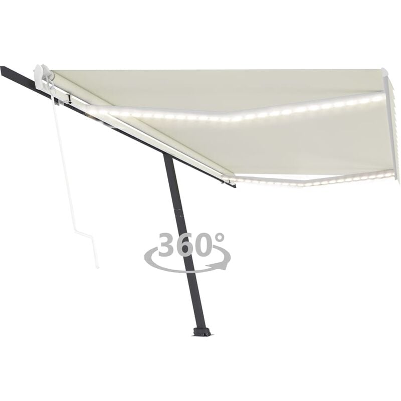 

Toldo automático con LED y sensor de viento crema 500x300 cm