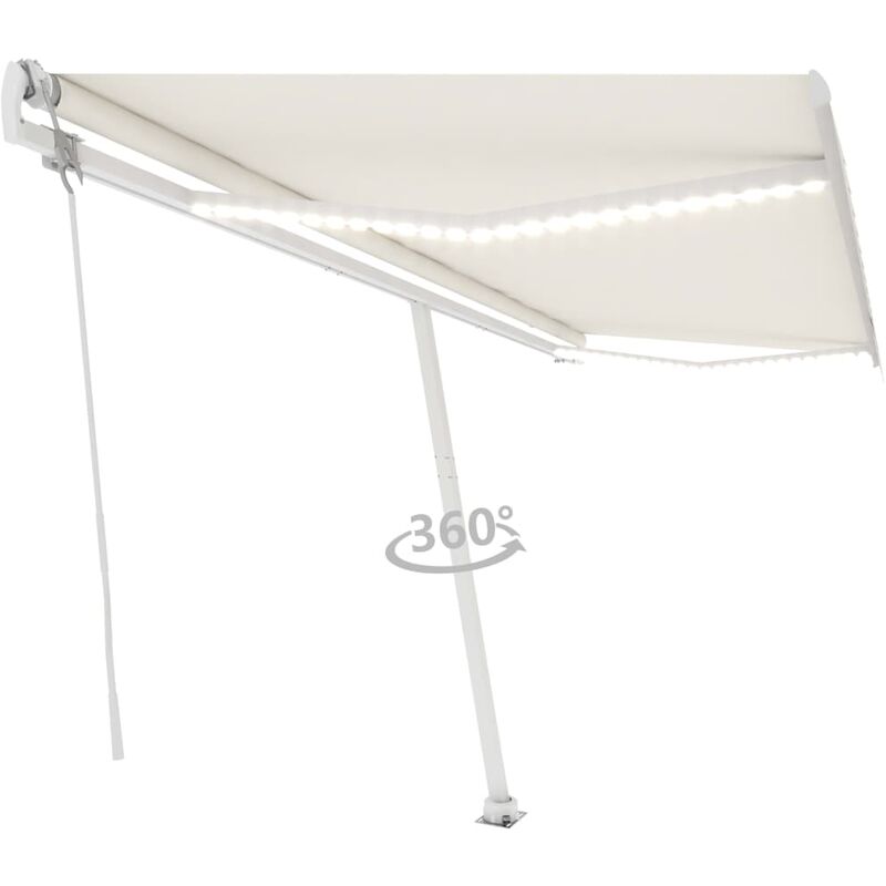 

Toldo automático con LED y sensor de viento crema 500x350 cm