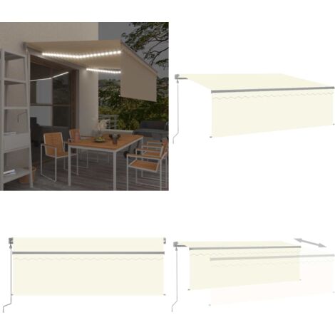 Toldo automático con persiana LED sensor de viento crema 4x3m - Persiana LED - Sensor de viento