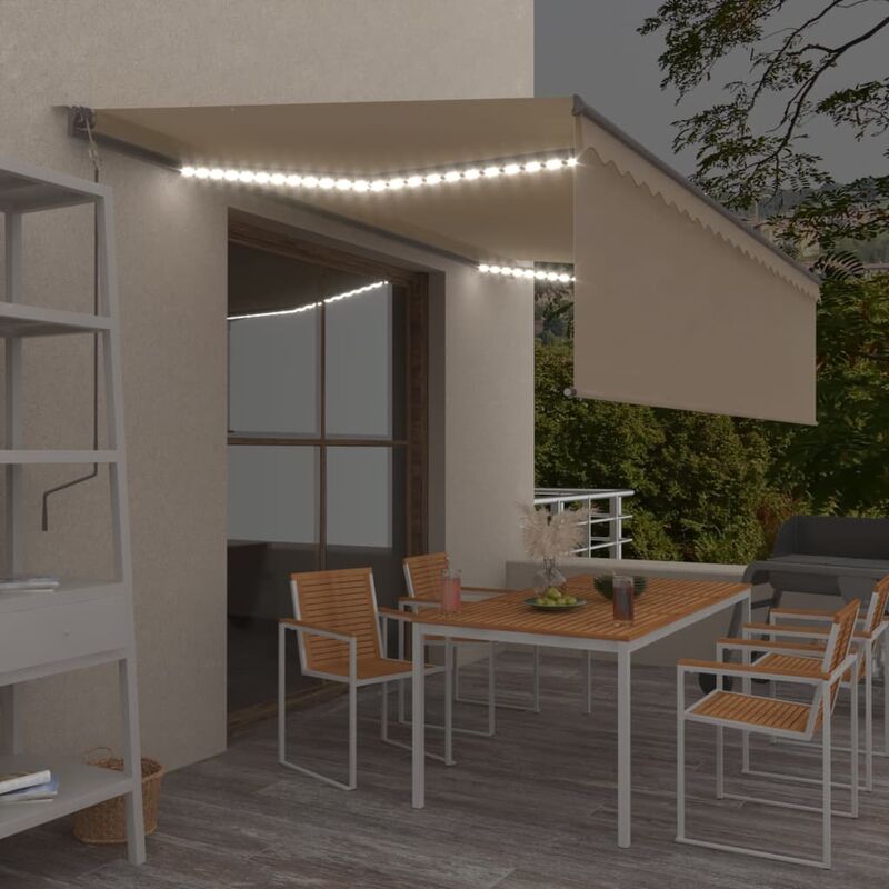 

Toldo automático con persiana LED y sensor de viento crema 5x3m