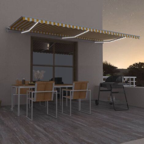 Toldo automático LED sensor de viento amarillo  600x350cm