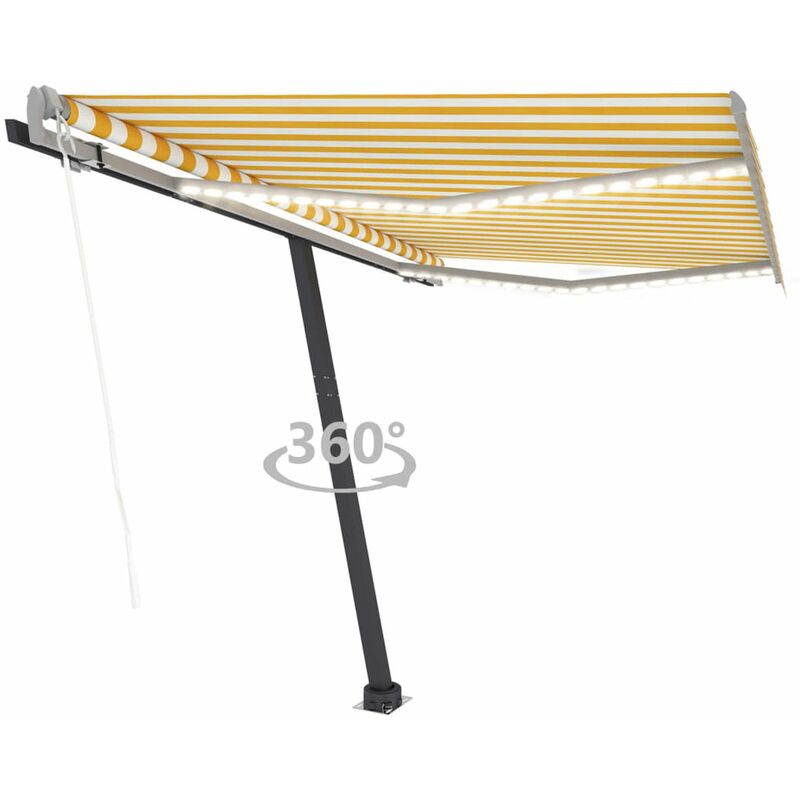 

Toldo automatico LED sensor de viento amarillo blanco 350x250cm