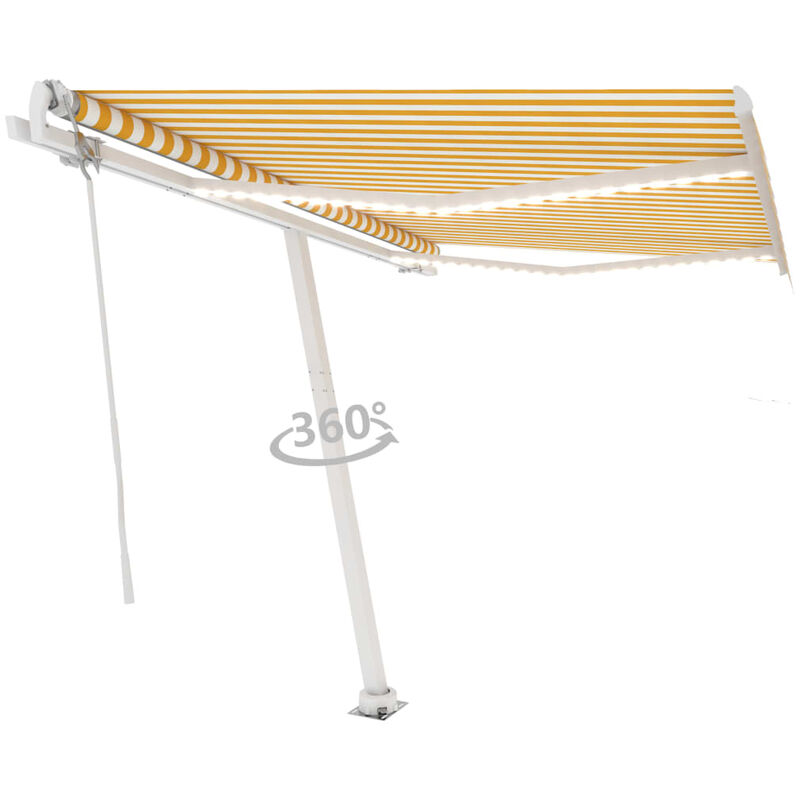 

Toldo automático LED sensor de viento amarillo blanco 350x250cm