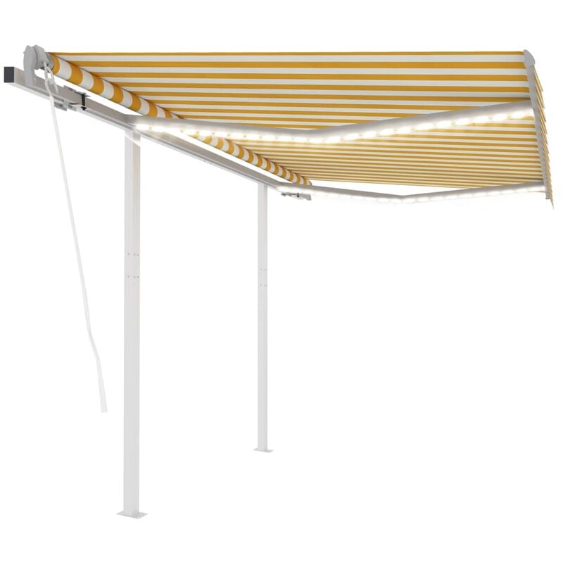 

Toldo automático LED sensor de viento amarillo blanco 3,5x2,5 m
