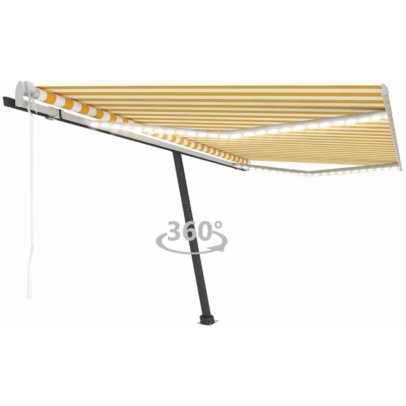 

Toldo automatico LED sensor de viento amarillo blanco 400x350cm