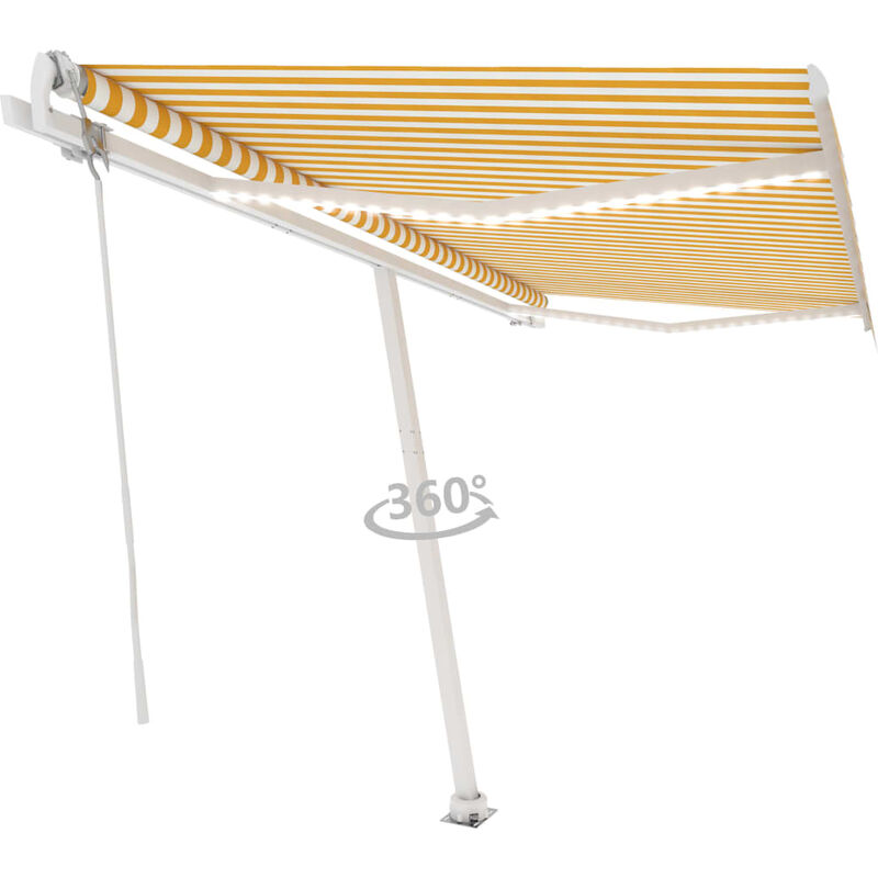 

Toldo automático LED sensor de viento amarillo blanco 400x350cm