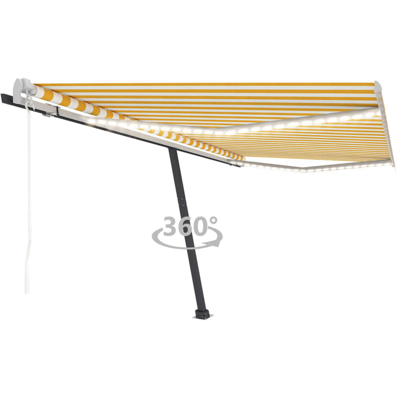 

Toldo automatico LED sensor de viento amarillo blanco 450x300cm