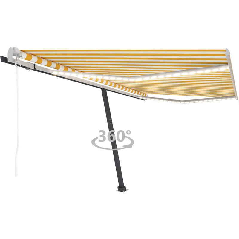 

Toldo automático LED sensor de viento amarillo blanco 450x350cm