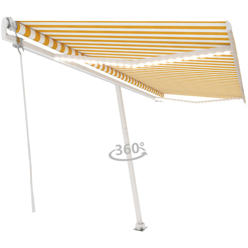 

Toldo automático LED sensor de viento amarillo blanco 500x350cm