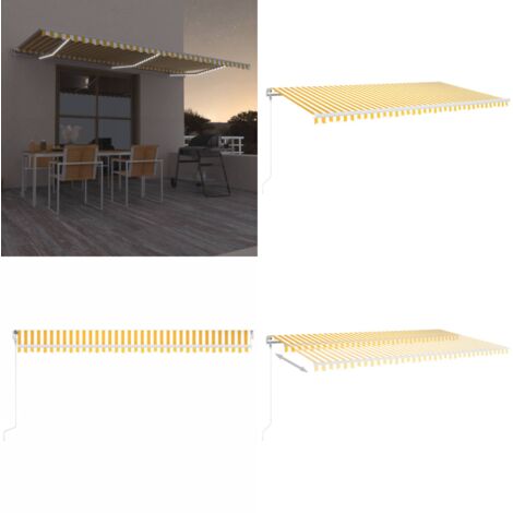 Toldo automático LED sensor de viento amarillo blanco 600x300cm - Toldo exterior - Toldo retráctil