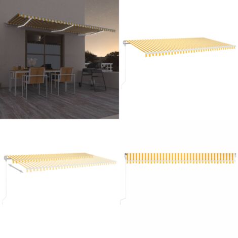 Toldo automático LED sensor de viento amarillo blanco 600x350cm - Toldo retráctil - Toldo exterior