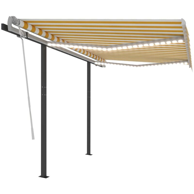 

Toldo automático LED sensor de viento amarillo y blanco 3x2,5 m
