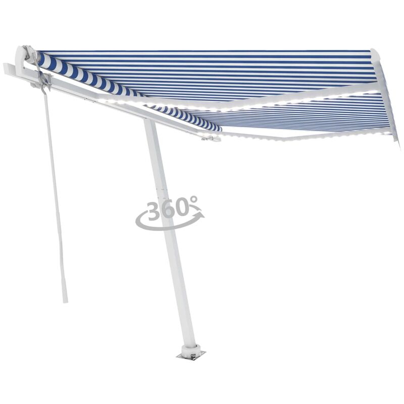 

Toldo automático LED sensor de viento azul y blanco 350x250 cm