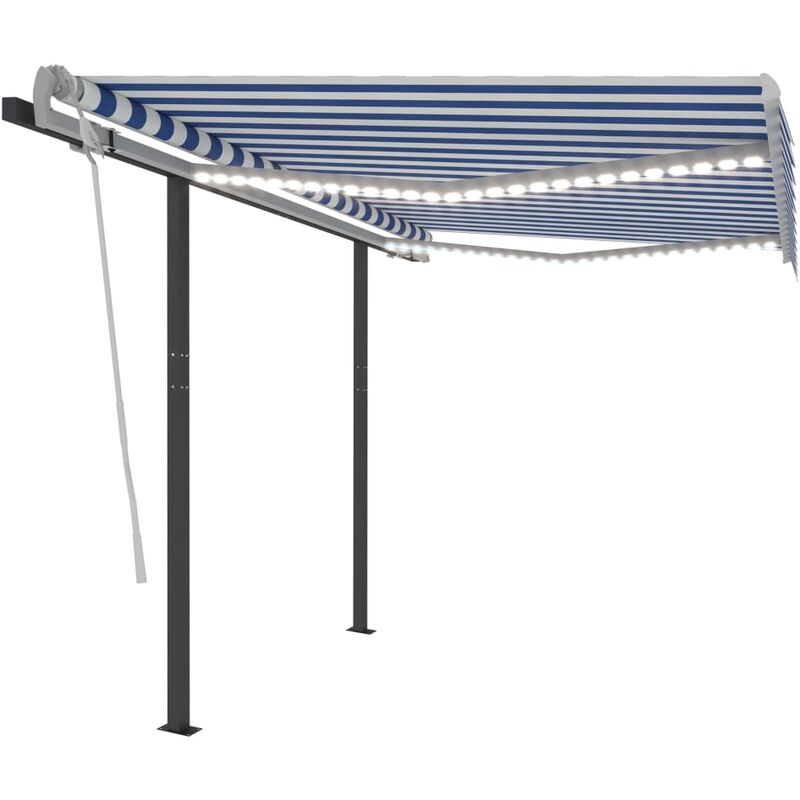 

Toldo automático LED sensor de viento azul y blanco 3,5x2,5 m
