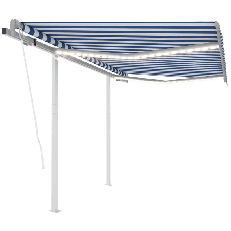 

Toldo automatico LED sensor de viento azul y blanco 3x2,5 m