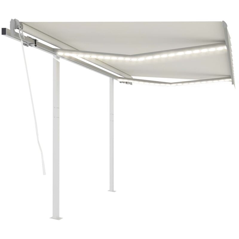 

Toldo automático LED sensor de viento crema 3,5x2,5 m