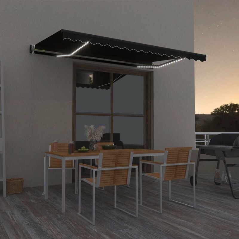 

Toldo automatico LED sensor de viento gris antracita 400x350 cm