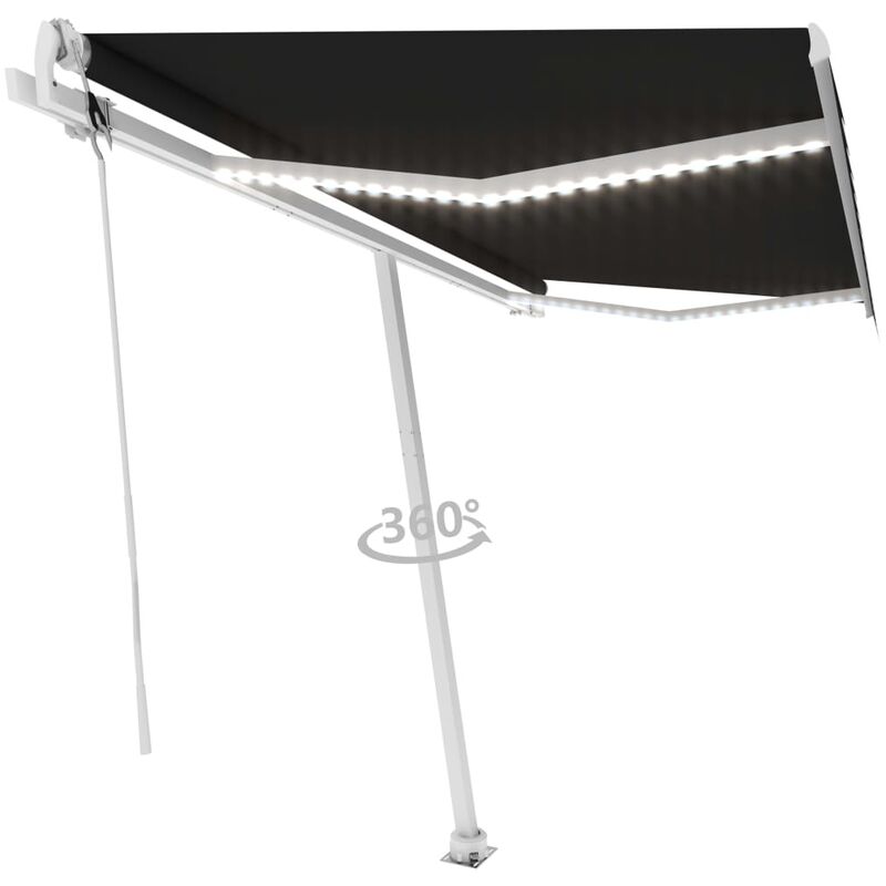 

Toldo automático LED sensor de viento gris antracita 400x350 cm