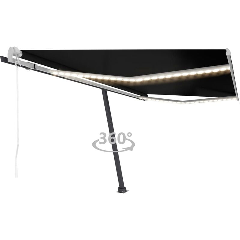 

Toldo automático LED sensor de viento gris antracita 450x350 cm