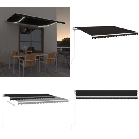 Toldo automático LED sensor de viento gris antracita 450x350 cm - Toldo retráctil - Toldo exterior