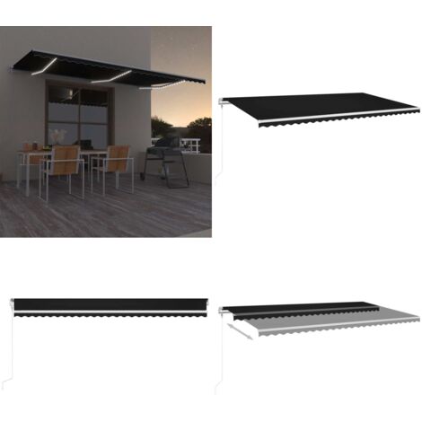 Toldo automático LED sensor de viento gris antracita 600x300 cm - Toldo retráctil - Toldo exterior