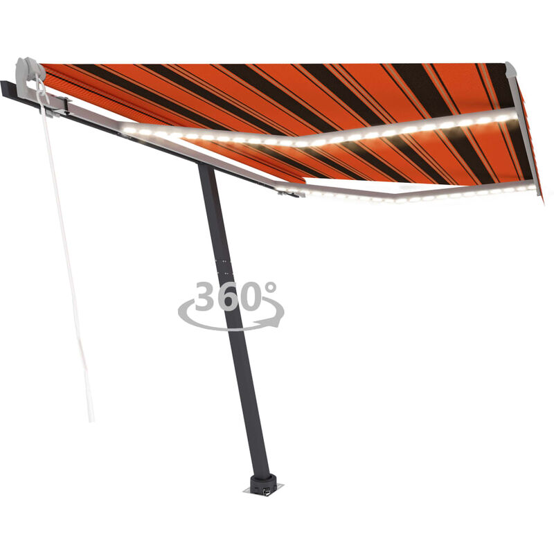 

Toldo automático LED sensor de viento naranja marrón 350x250 cm