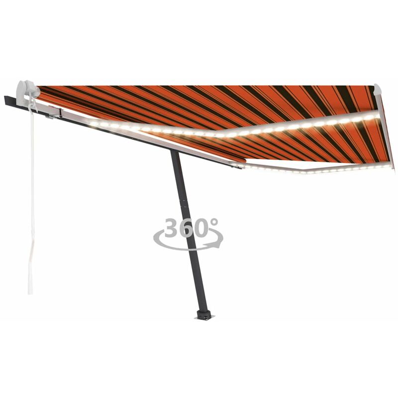

Toldo automatico LED sensor de viento naranja marron 400x300 cm