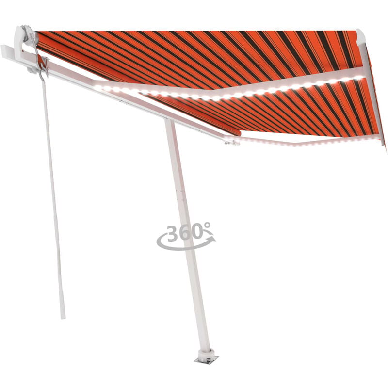 

Toldo automático LED sensor de viento naranja marrón 450x300 cm