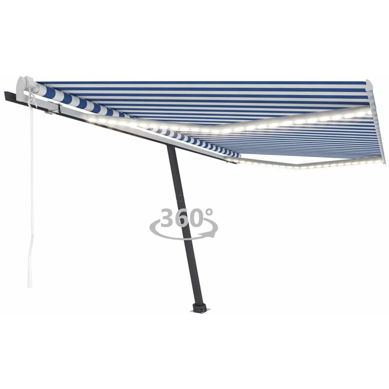 

Toldo automatico LED y sensor de viento azul blanco 400x350 cm