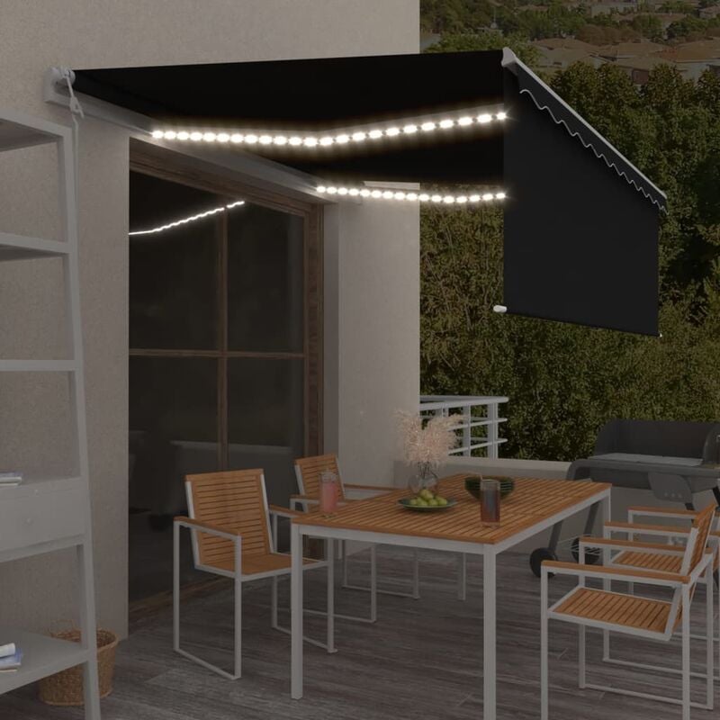

Toldo automático persiana LED sensor de viento antracita 4,5x3m