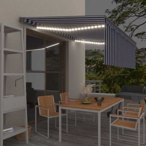 Toldo automático persiana LED sensor de viento azul  4x3m