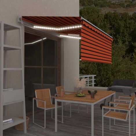 Toldo automático persiana LED sensor de viento naranja 3,5x2,5m