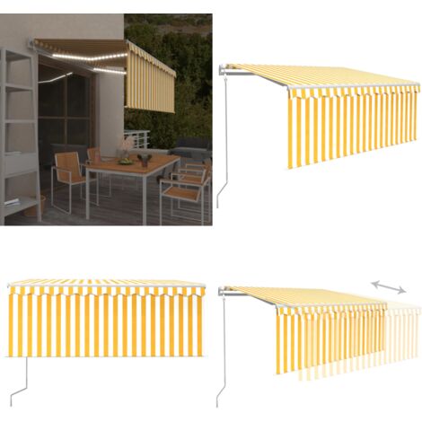 Toldo automático persiana LED sensor viento amarillo 3,5x2,5 m - Persiana LED - Sensor de viento