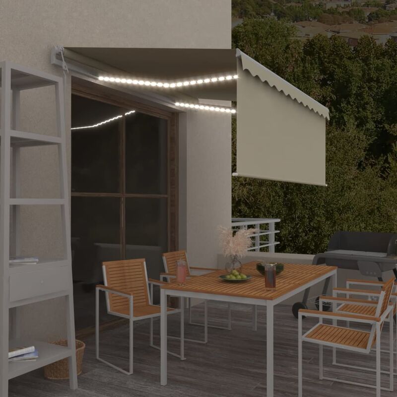 

Toldo automático persiana LED sensor viento crema 3,5x2,5 m