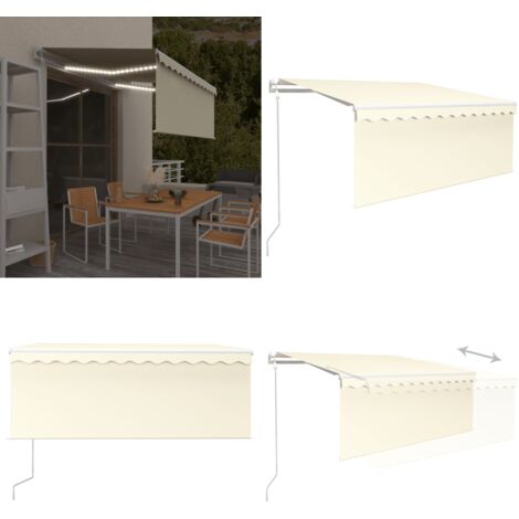 Toldo automático persiana LED sensor viento crema 3,5x2,5 m - Persiana LED - Sensor de viento