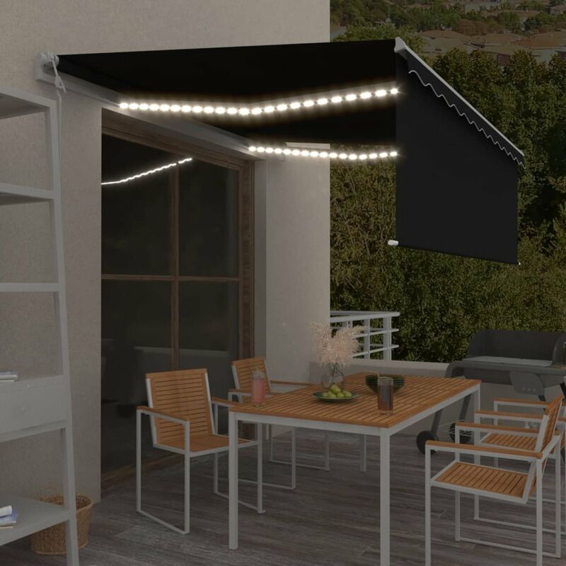 

Toldo automatico persiana LED sensor viento gris antracita 4x3m