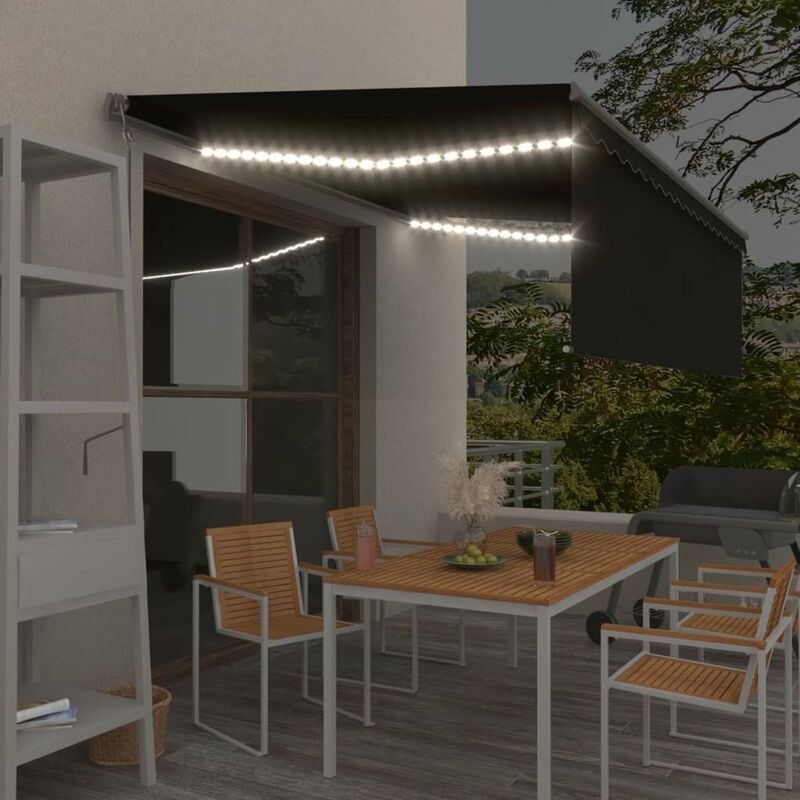 

Toldo automatico persiana LED sensor viento gris antracita 4x3m