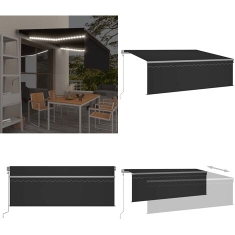 Toldo automático persiana LED sensor viento gris antracita 4x3m - Persiana LED - Sensor de viento