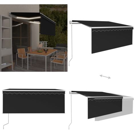 Toldo automático persiana, LED y sensor viento antracita 3x2,5m - Persiana exterior - Toldo retráctil