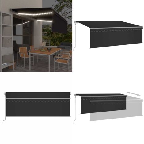 Toldo automático persiana LED y sensor viento antracita 4,5x3 m - Persiana LED - Sensor de viento